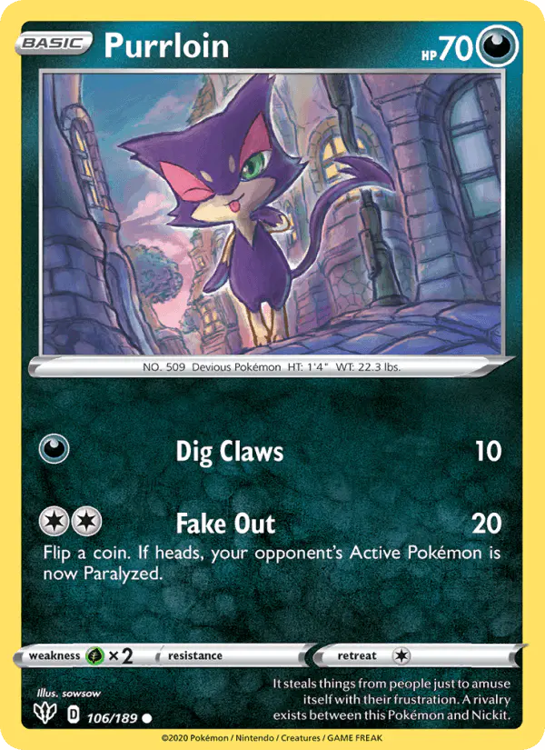 Carta Purrloin 106/189 de Darkness Ablaze