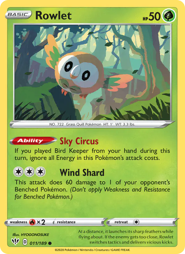 Carta Rowlet 011/189 de Darkness Ablaze