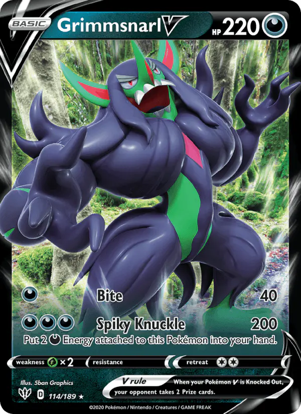 Carta Grimmsnarl V 114/189 de Darkness Ablaze