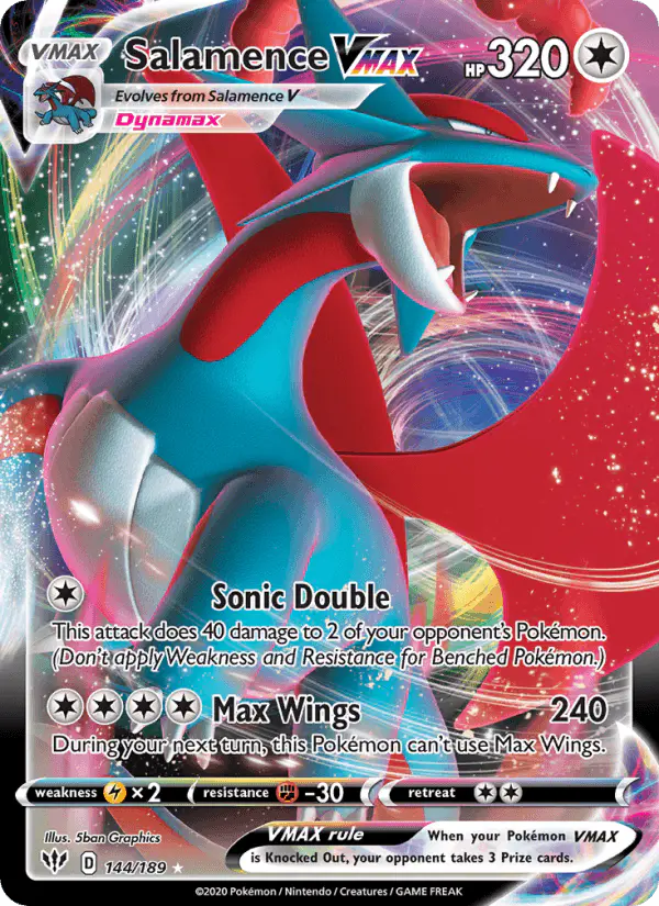 Carta Salamence VMAX 144/189 de Darkness Ablaze