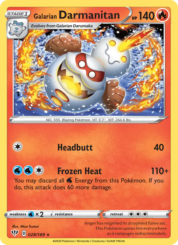 Carta Galarian Darmanitan 028/189 de Darkness Ablaze