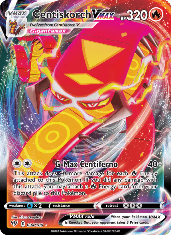 Carta Centiskorch VMAX 034/189 de Darkness Ablaze
