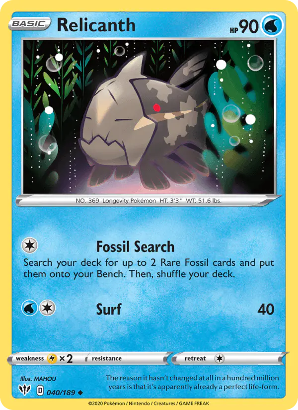 Carta Relicanth 040/189 de Darkness Ablaze