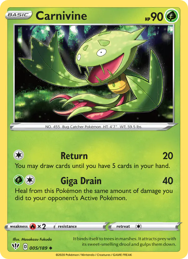 Carta Carnivine 005/189 de Darkness Ablaze