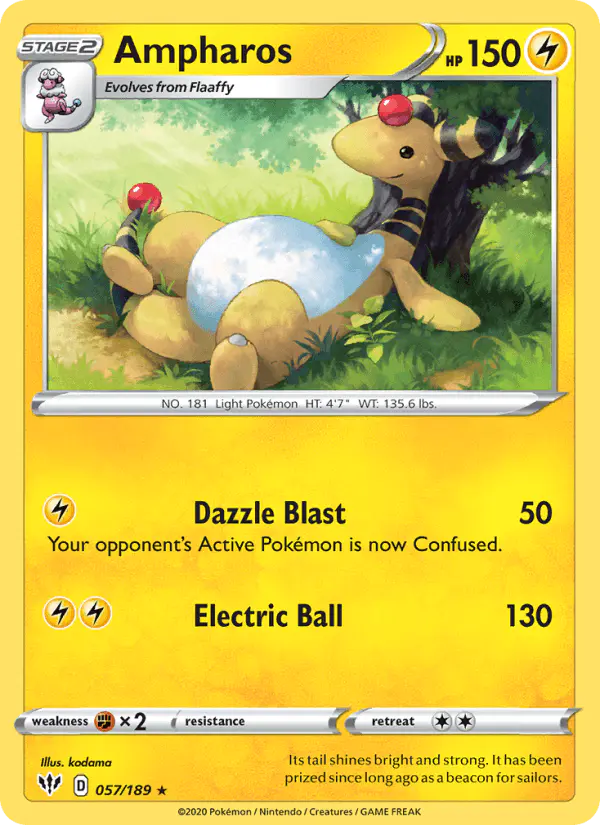 Carta Ampharos 057/189 de Darkness Ablaze