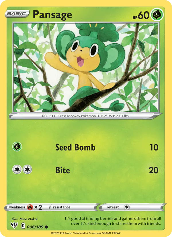 Carta Pansage 006/189 de Darkness Ablaze
