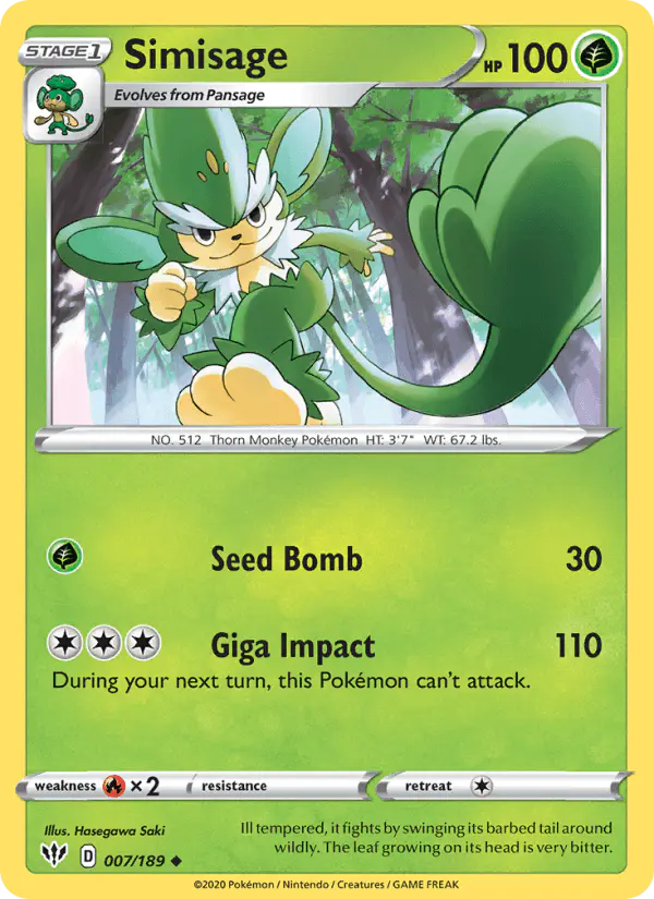 Carta Simisage 007/189 de Darkness Ablaze