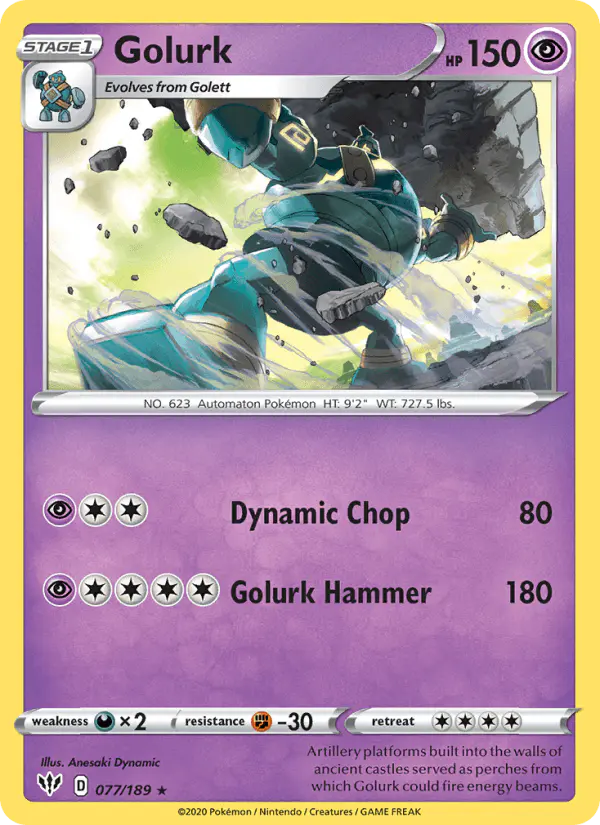 Carta Golurk 077/189 de Darkness Ablaze