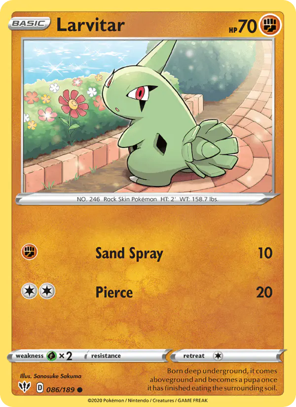 Carta Larvitar 086/189 de Darkness Ablaze