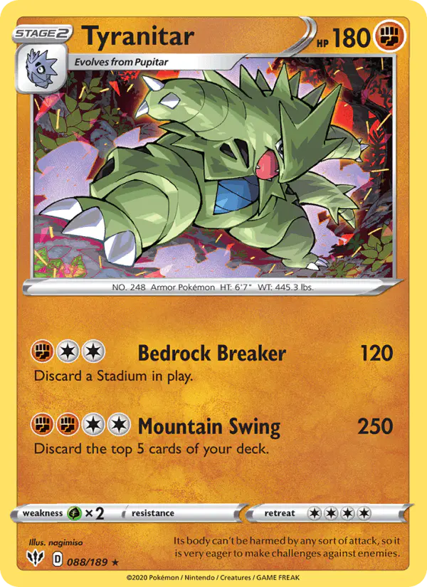 Carta Tyranitar 088/189 de Darkness Ablaze