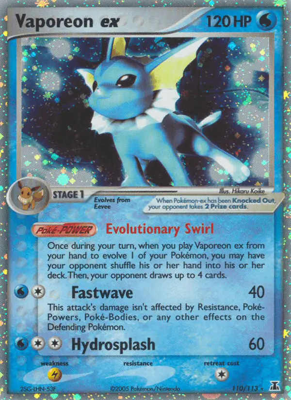 Carta Vaporeon ex 110/113 de Delta Species