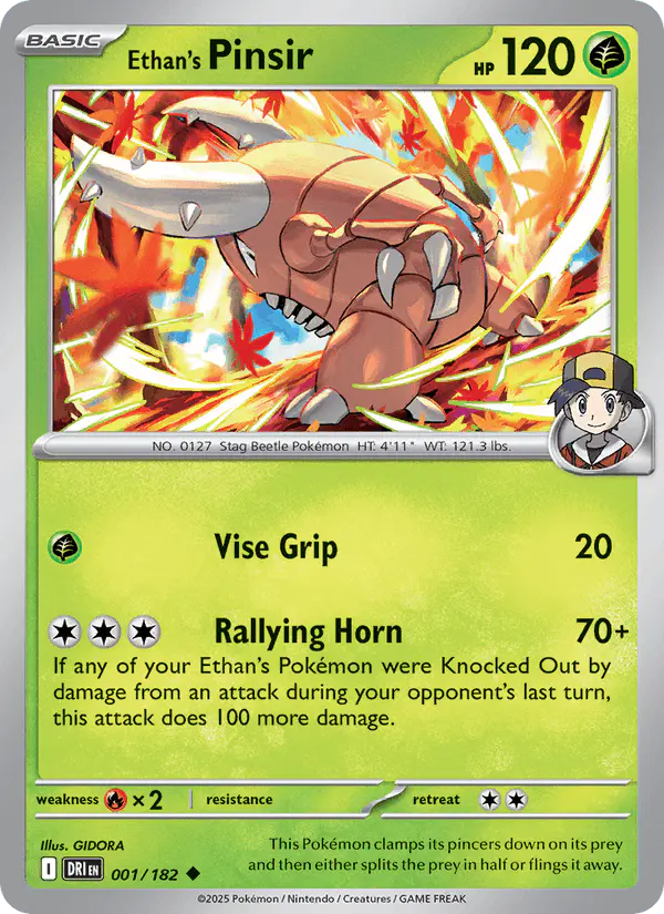 Carta Ethan's Pinsir 001/182 de Destined Rivals