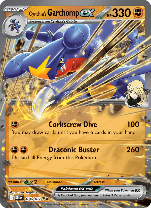 Carta Cynthia's Garchomp ex 104/182 de Destined Rivals