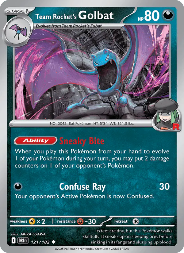Carta Team Rocket's Golbat 121/182 de Destined Rivals