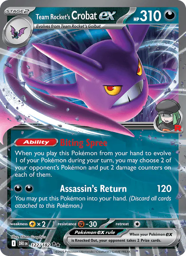 Carta Team Rocket's Crobat ex 122/182 de Destined Rivals