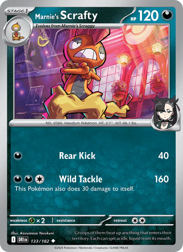 Carta Marnie's Scrafty 133/182 de Destined Rivals