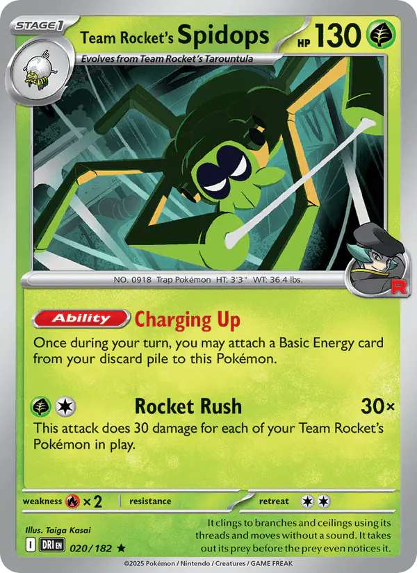 Carta Team Rocket's Spidops 020/182 de Destined Rivals