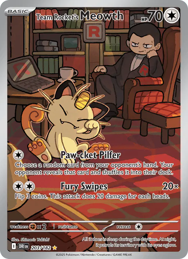 Carta Team Rocket's Meowth 203/182 de Destined Rivals