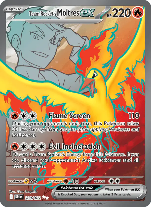 Carta Team Rocket's Moltres ex 208/182 de Destined Rivals