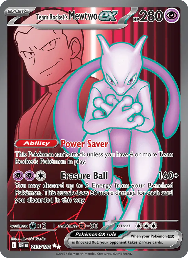Carta Team Rocket's Mewtwo ex 213/182 de Destined Rivals