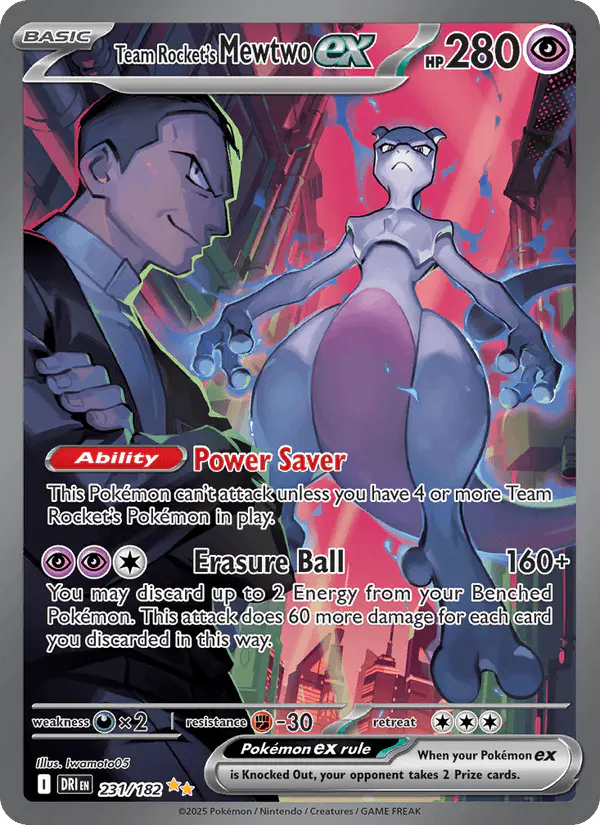 Carta Team Rocket's Mewtwo ex 231/182 de Destined Rivals
