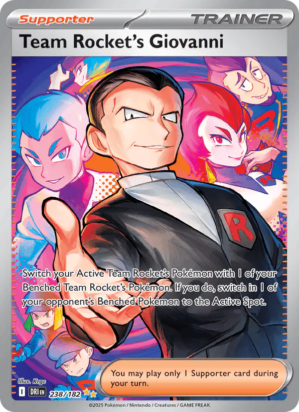 Carta Team Rocket's Giovanni 238/182 de Destined Rivals