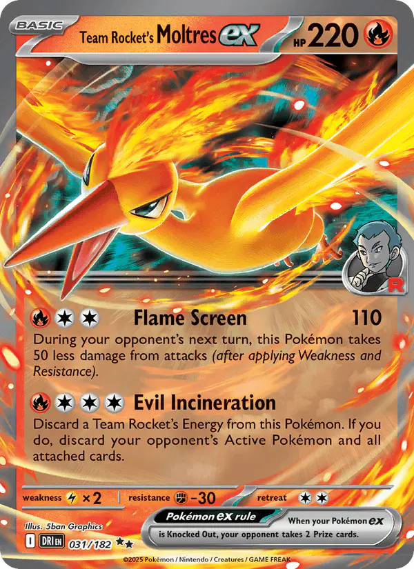 Carta Team Rocket's Moltres ex 031/182 de Destined Rivals