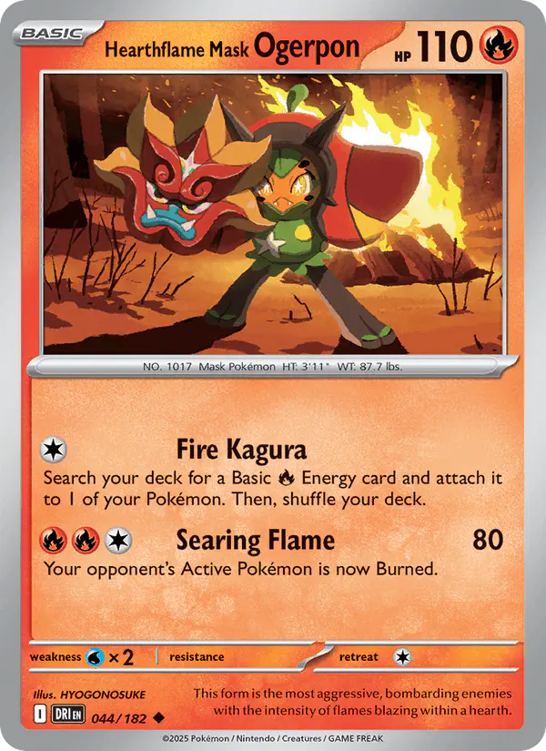 Carta Hearthflame Mask Ogerpon 044/182 de Destined Rivals