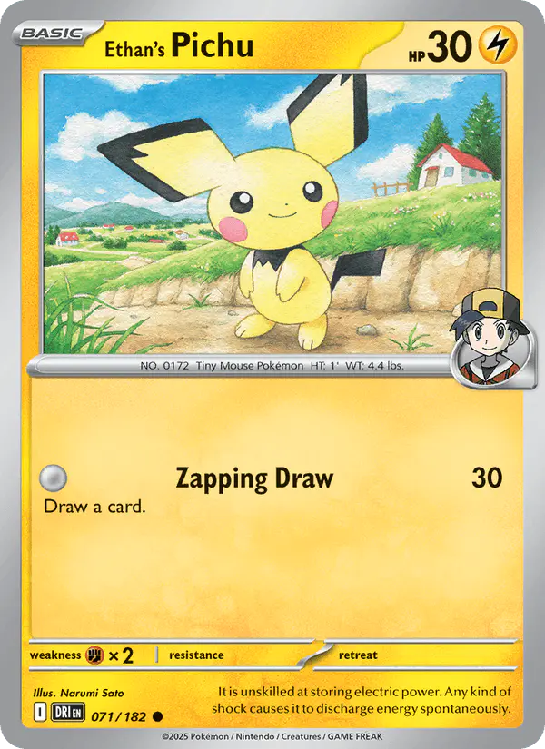 Carta Ethan's Pichu 071/182 de Destined Rivals