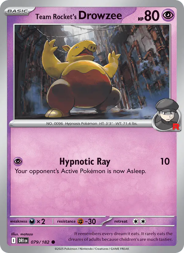 Carta Team Rocket's Drowzee 079/182 de Destined Rivals