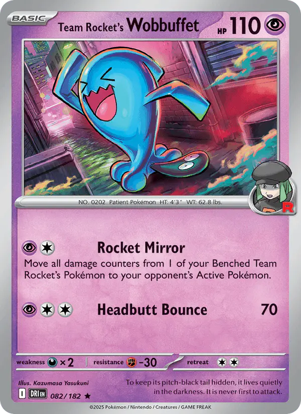 Carta Team Rocket's Wobbuffet 082/182 de Destined Rivals