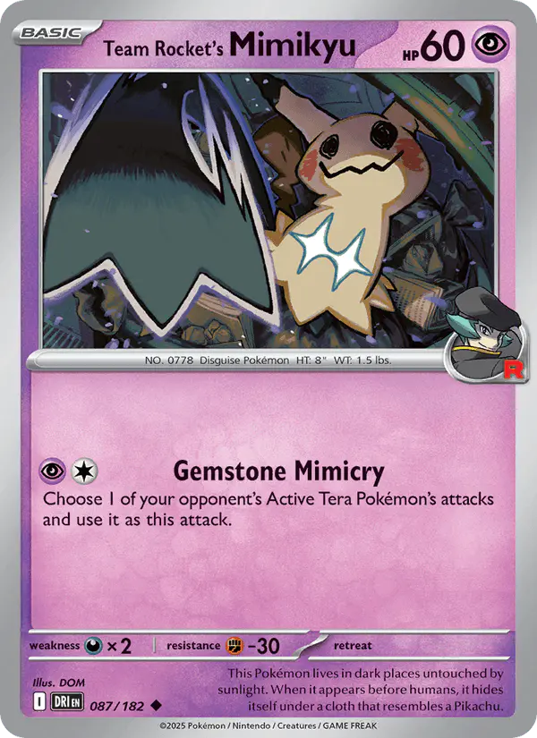 Carta Team Rocket's Mimikyu 087/182 de Destined Rivals