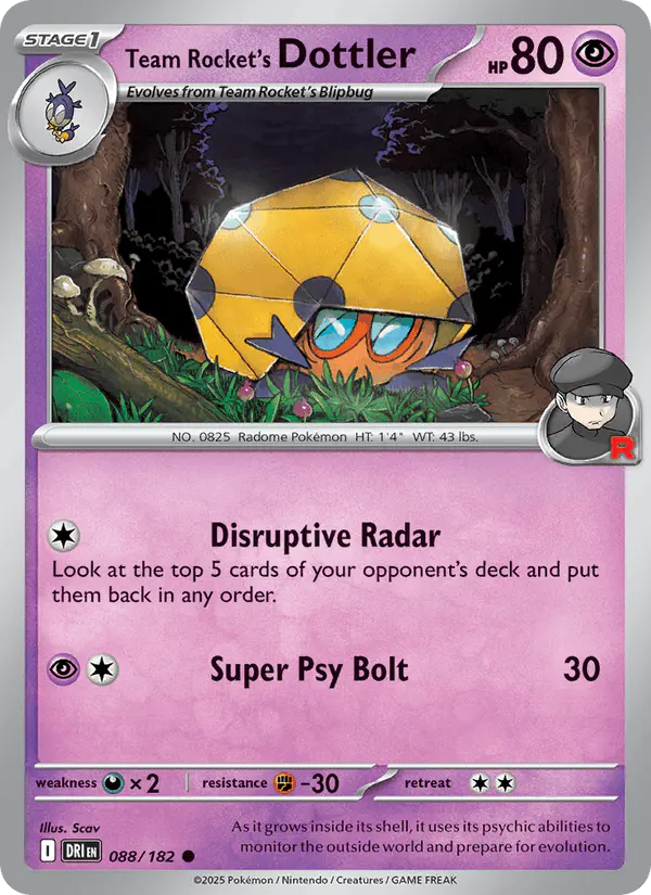 Carta Team Rocket's Dottler 088/182 de Destined Rivals