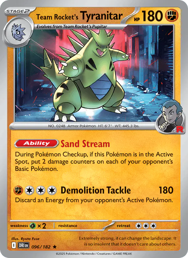 Carta Team Rocket's Tyranitar 096/182 de Destined Rivals