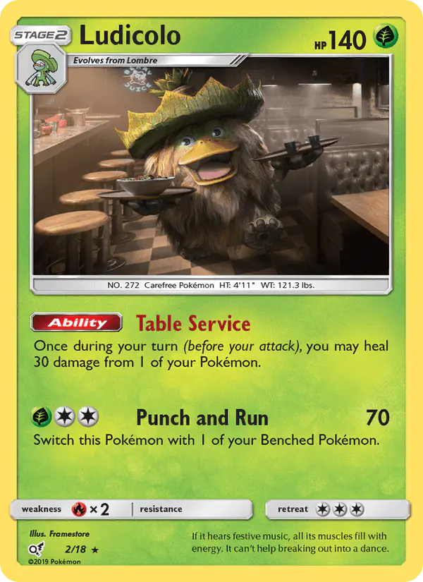 Carta Ludicolo 2/18 de Detective Pikachu