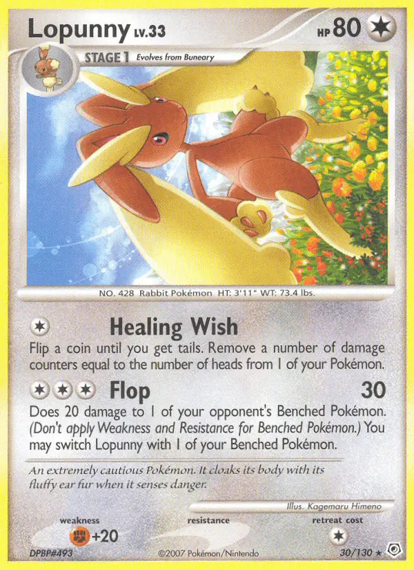 Carta Lopunny 30/130 de Diamond & Pearl