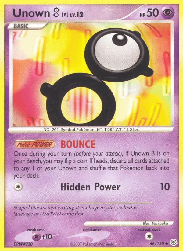 Carta Unown B 66/130 de Diamond & Pearl