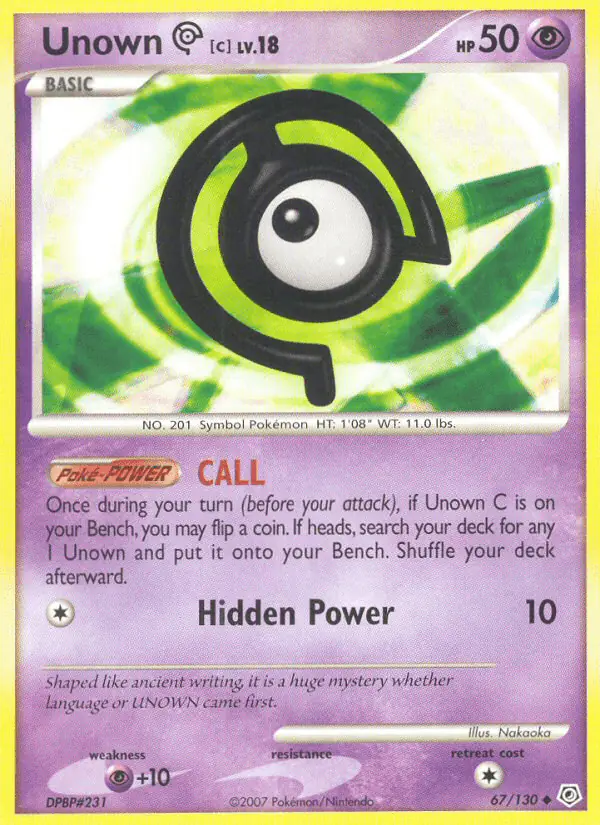 Carta Unown C 67/130 de Diamond & Pearl