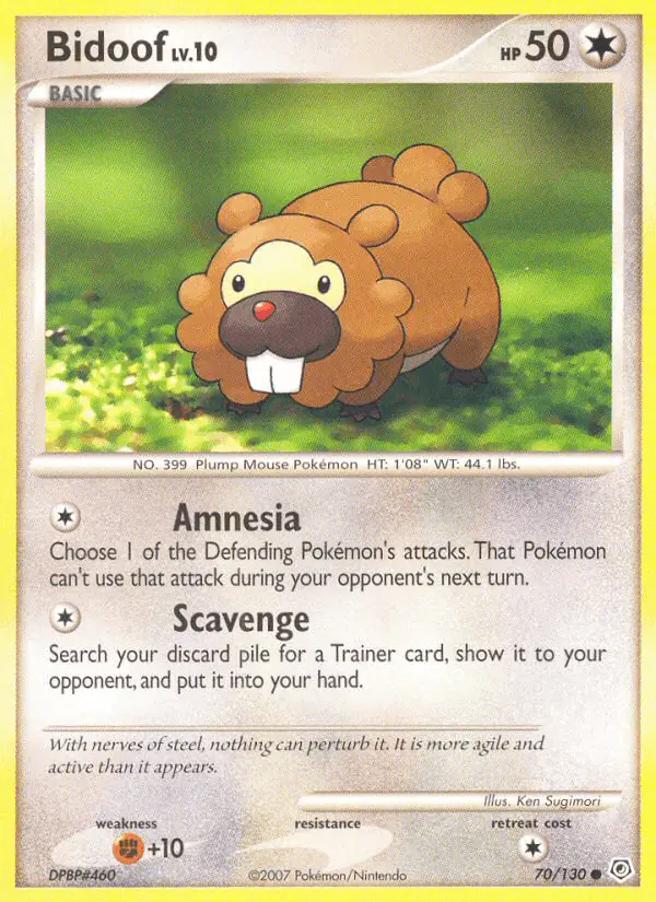 Carta Bidoof 70/130 de Diamond & Pearl
