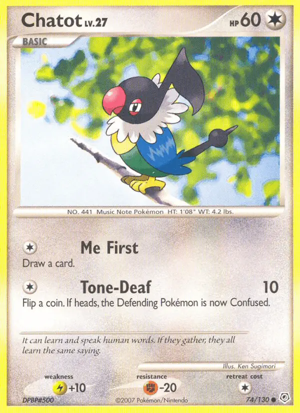 Carta Chatot 74/130 de Diamond & Pearl
