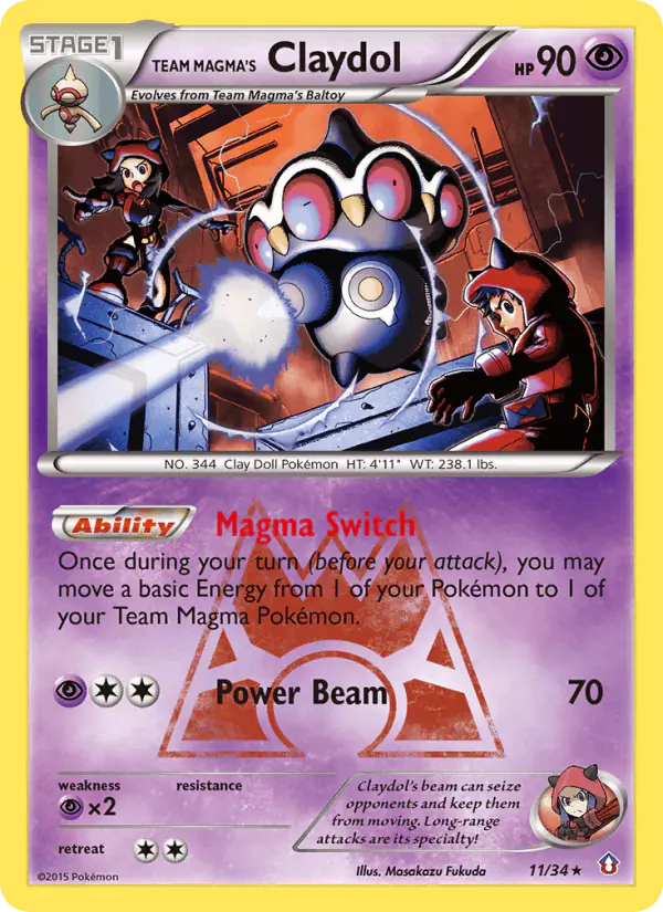 Carta Team Magma's Claydol 11/34 de Double Crisis