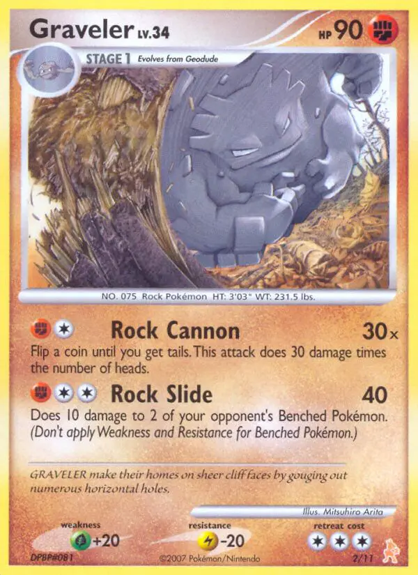 Carta Graveler 2/11 de DP trainer Kit (Lucario)