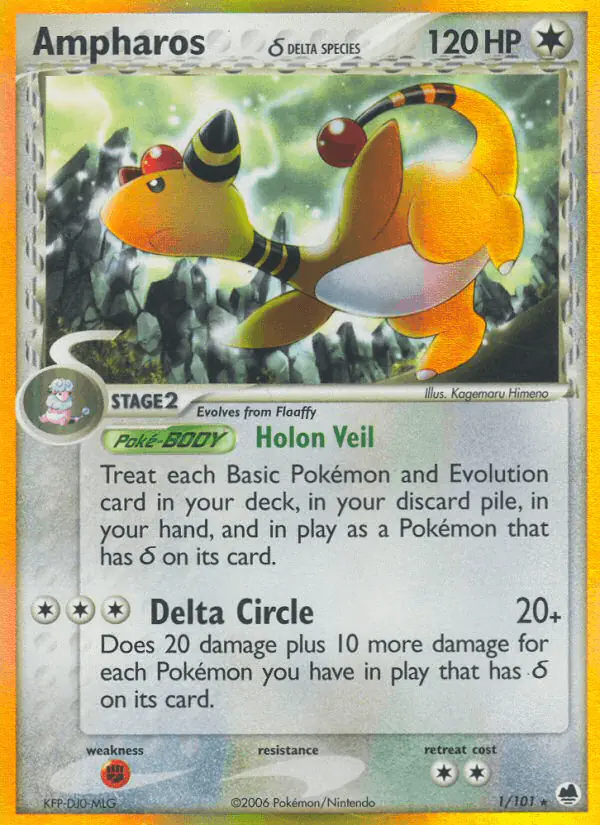 Carta Ampharos δ 1/101 de Dragon Frontiers