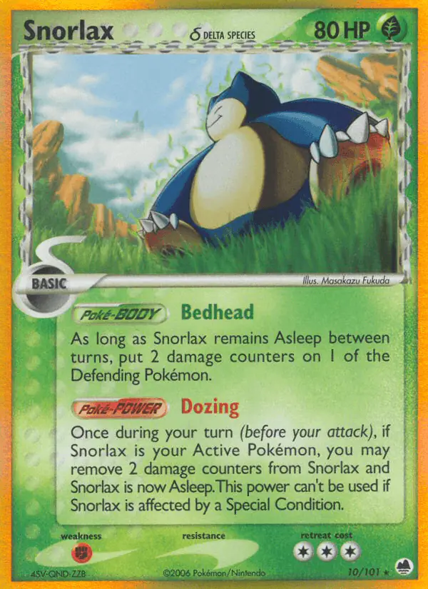 Carta Snorlax δ 10/101 de Dragon Frontiers
