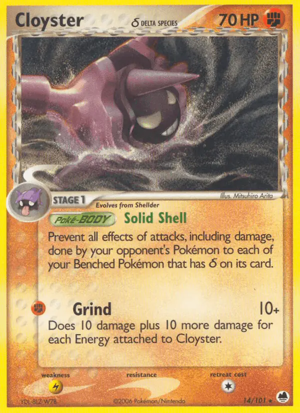 Carta Cloyster δ 14/101 de Dragon Frontiers