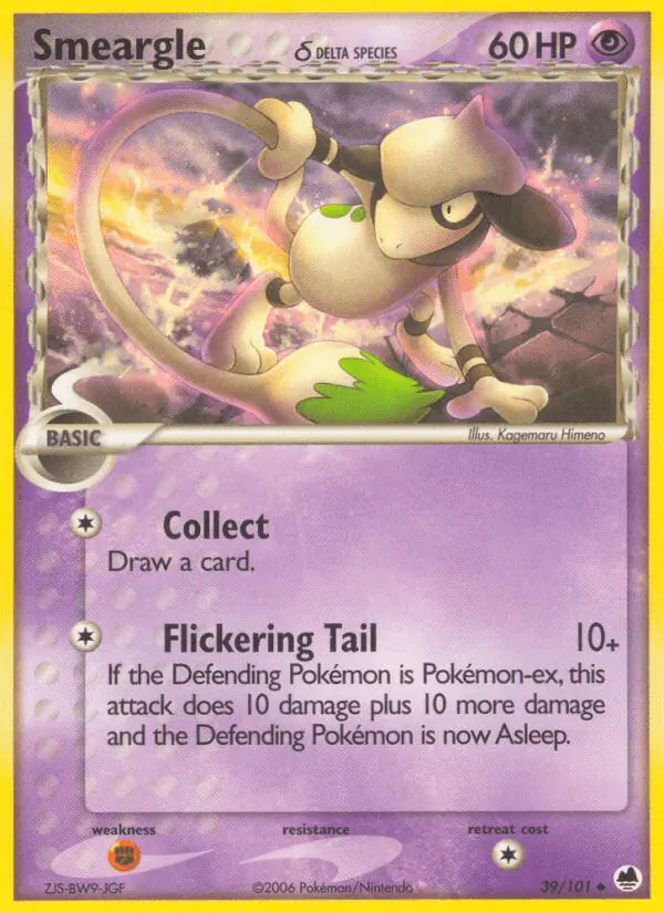 Carta Smeargle δ 39/101 de Dragon Frontiers