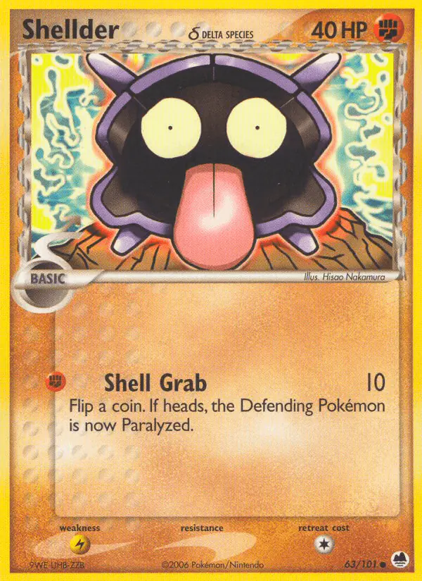 Carta Shellder δ 63/101 de Dragon Frontiers