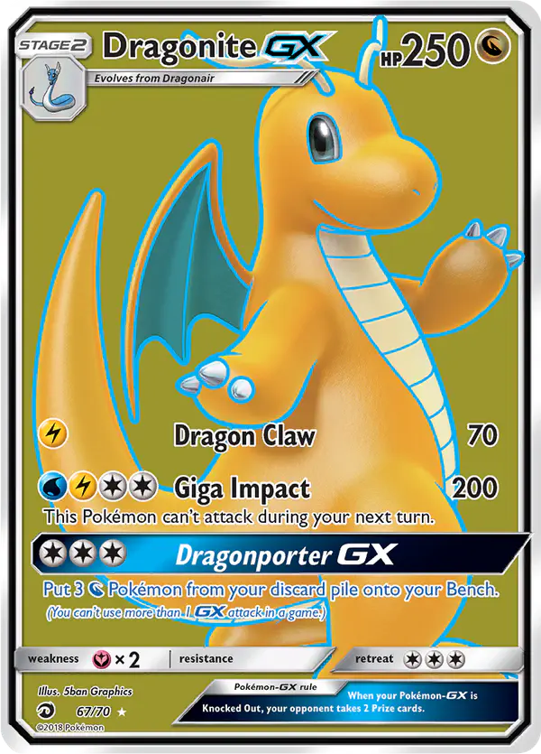 Carta Dragonite GX 67/70 de Dragon Majesty