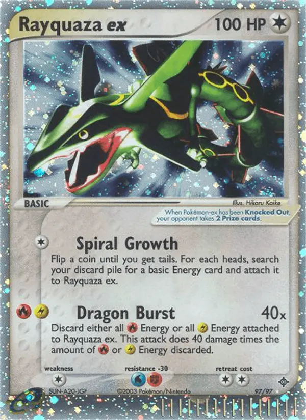 Carta Rayquaza ex 97/97 de Dragon