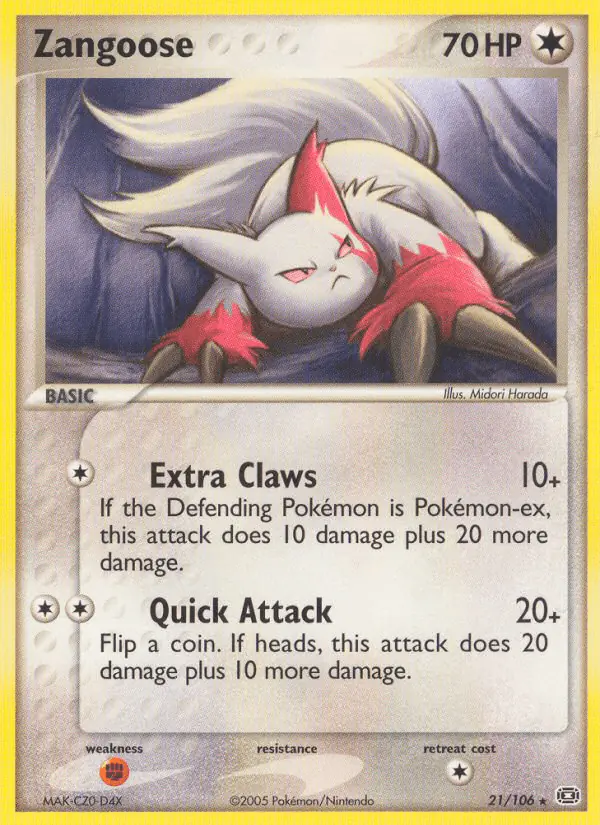Carta Zangoose 21/106 de Emerald